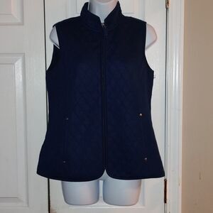 Kim Rogers  Petite navy blue quilted  zipper  vest Sz SP NWOT